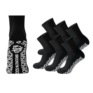 6 Paires de Chaussettes Quart en Coton Antidérapantes pour Diabétiques avec Bord Non Serré (Blanc, Convient aux Pointures US 8.5-10)