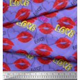 thumbnail image 3 of Soimoi Purple polyester Crepe Fabric Text,Lips & Heart Print Fabric by the Yard 42 Inch Wide, 3 of 3