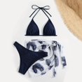 thumbnail image 1 of MKLEKYY Maillot de Bain Femme 3 Pcs Texturé Taille Haute Bikini Triangle avec Paréo, 1 of 3