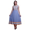 thumbnail image 1 of Bimba Robe Anarkali Géométrique Bleu Lavande Col Mandarin Sans Manches Kurtis pour Femmes Imprimé Robe Maxi Moyen, 1 of 6