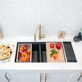 thumbnail image 1 of Stylish Dual Mount 33" Black Composite Granite Double Bowl Kitchen Sink with 5 Accessories S-833WN, 1 of 14