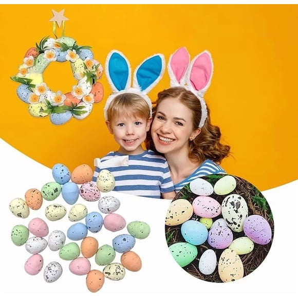 Easter Speckled Eggs 50pcs Plastic Hollow Easter Egg Decorations for Hanging Ornaments,Party Basket Fillers,Table Setting,DIY Craft Painting for Kids Teens Adults,Spring Decor