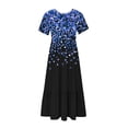 thumbnail image 3 of Robe à Manches Courtes Imprimée pour Femme, Robe Décontractée à Col Rond avec Motif Intégral, Robe Légère en Polyester Lavable à la Machine pour Usage Quotidien, 3 of 5