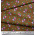 thumbnail image 3 of Soimoi Modal Satin Fabric Leaves & Periwinkle Floral Print Fabric by the Yard 42 Inch Wide, 3 of 3
