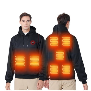 LOVZFMLL Jackets for Men Fashion Man Solid Long Sleeve Tops Charging Via Heated Coat Blouse Pockets Coats Heating Zones Heated Hoodie Warm Functional