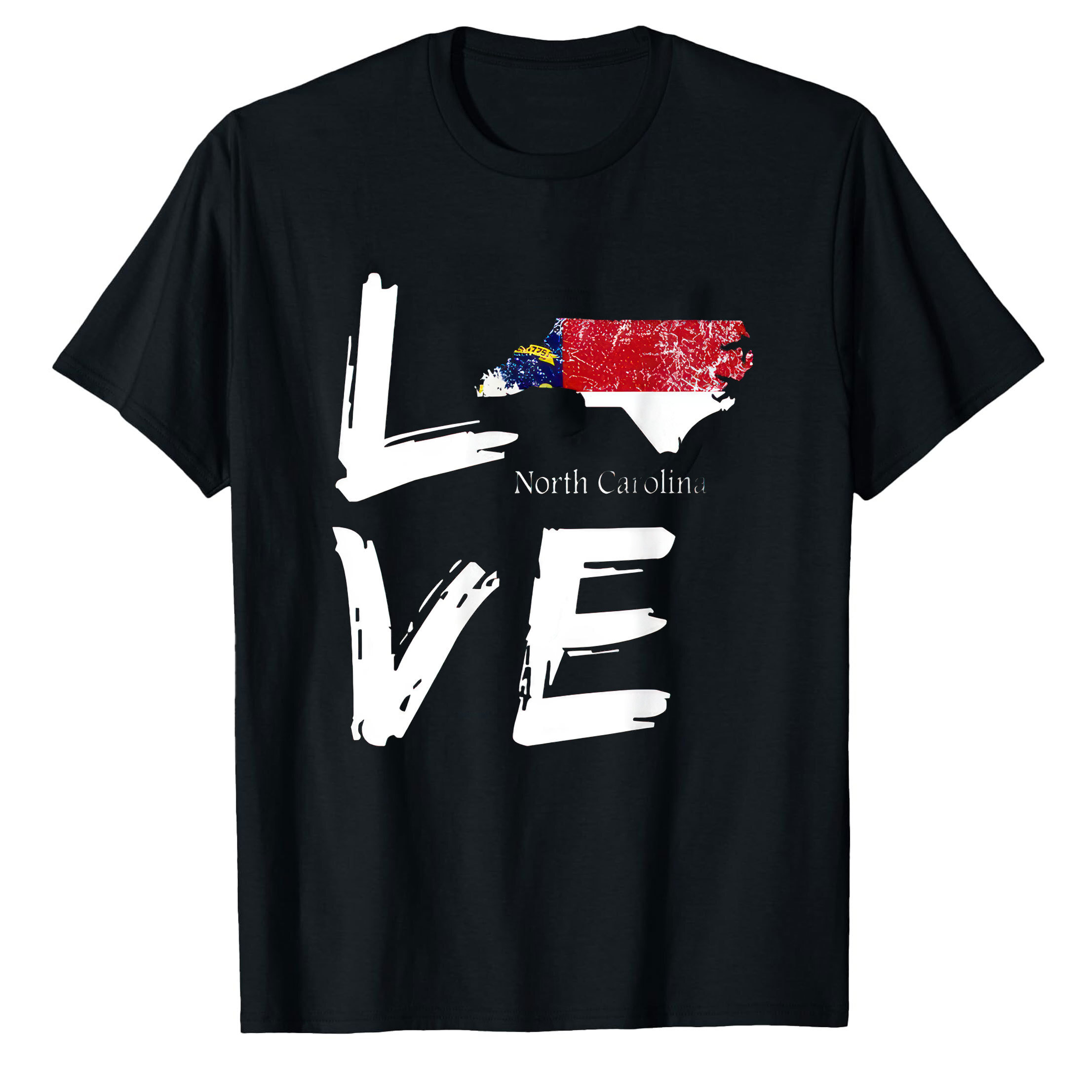 AALJY NORTH CAROLINA NC Souvenir Love Distressed State T Shirt