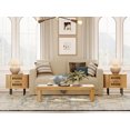 thumbnail image 2 of WAMPAT Fluted End Tables Set of 2 - Modern Curved Sofa Side Tables with 4 Slatted Drawers, Farmhouse Wooden Nightstands for Living Room & Bedroom, Natural Oak, 22.5" Wide, 2 of 6