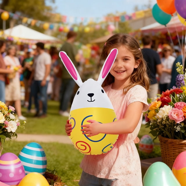 Aufmer 2 Pcs Easter Inflatable Egg Decor, Colorful Courtyard Decoration for Holiday Festivities, Perfect Easter Toy and Party Supply