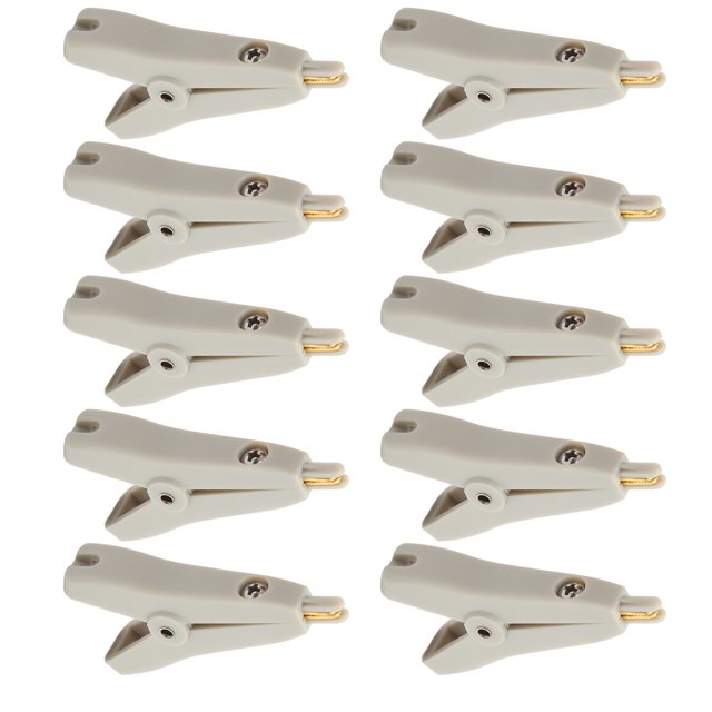 Insulated Clips, Positive Negative Test Clamp 10Pcs Portable Gold Plated Brass 25mm Opening For Multimeter Grey
