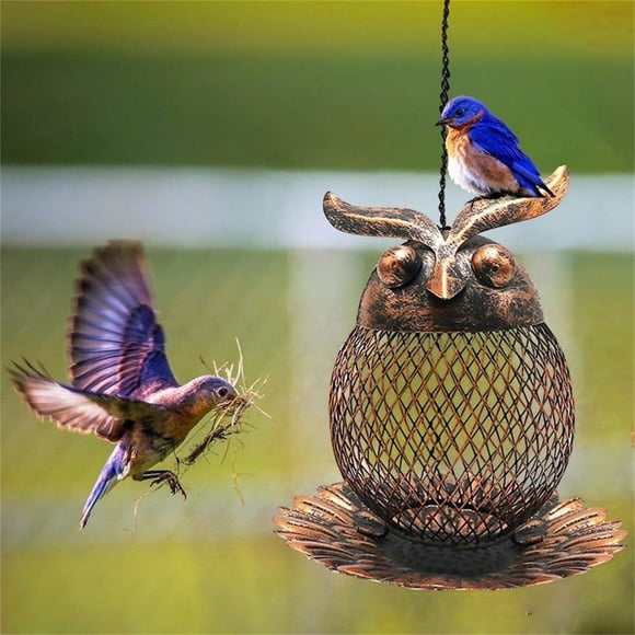 RuiJiao Clearance Vintage Owl Bird Feeder With Holes Is For Outdoor Garden And Home Decoration