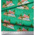 thumbnail image 3 of Soimoi Polyester Crepe Fabric House,Snowfall & Tree Nature Printed Fabric 1 Yard 52 Inch Wide, 3 of 3