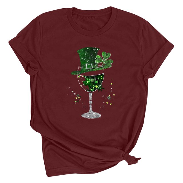 Dealovy T-Shirts de la Saint-Patrick pour Femmes Manches Courtes Col Rond Ample Graphique Trèfle Décontracté