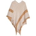 thumbnail image 1 of LinYooLi Poncho Cape Châle pour Femmes Surdimensionné Rayé Tricoté Pashmina avec Franges Temps Froid, 1 of 5