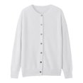 thumbnail image 4 of Baberdicy Haut en Tricot Uni pour Femme, Cardigan à Col Rond Ouvert à l'Avant, Cardigan Uni à Col Rond, Chandail en Tricot Décontracté, Haut de Tous les Jours Blanc P, 4 of 5