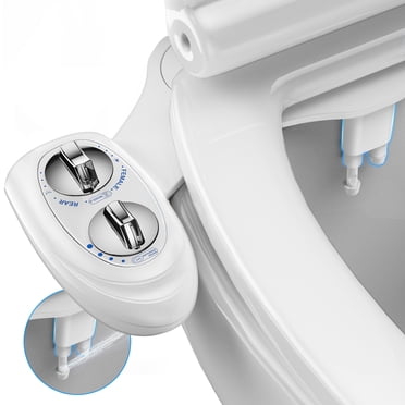 KINGTACK Accessoire de Bidet de Toilette, Double Buse, Accessoire de Bidet Non Électrique pour Siège de Toilette, Pression d'Eau Réglable, Lavage Arrière et Féminin (Blanc)