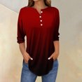 thumbnail image 2 of SwiftWear T-Shirts pour Femmes Mode Tendance Col Rond Manches Mi-Longues T-Shirt Couleur Dégradée Décontracté Ample Hauts Basiques, 2 of 5