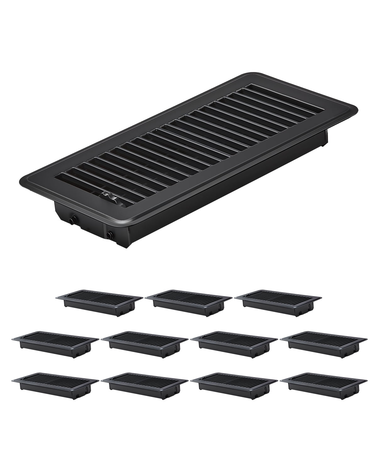 VEVOR Floor Registers 4 x 10 Inch 12-Pack Iron Floor Vents for HVAC Vent Grilles Black