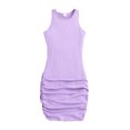 thumbnail image 1 of Qudderr Robes Sans Manches pour Filles, Robe d'Été Unie et Ajustée, Décontractée, pour 8-12 Ans, 1 of 9