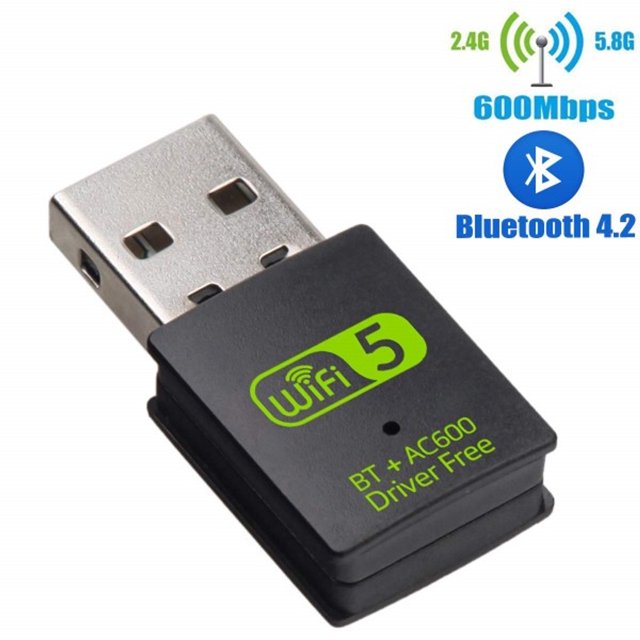 Adaptateur 2 en 1 Sans Fil CA 600 Mbps 2.4G+5G USB + Bluetooth