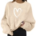 thumbnail image 1 of Fgnfyis T-Shirts pour Femmes Mode Chandail Chaud Décontracté à Manches Longues Col Rond Chemise Douce Imprimée Chandails d'Hiver pour Dames Hauts Hauts pour Femmes Beige TG, 1 of 6