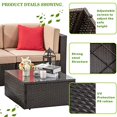 thumbnail image 5 of Vongrasig Ensemble de Mobilier de Patio 5 Pcs, Canapé Sectionnel d'Extérieur en Osier PE Brun Toutes Saisons, Petit Ensemble de Conversation pour Patio, Ensemble de Sofa de Jardin pour Patio avec Ottoman, Table en Verre, Coussin Rouge, Beige, 5 of 5