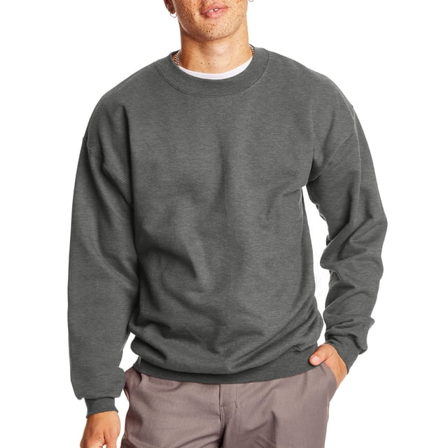 Hanes 10 oz ULTIMATE COTTON Fleece Crew Charcoal Heather XL