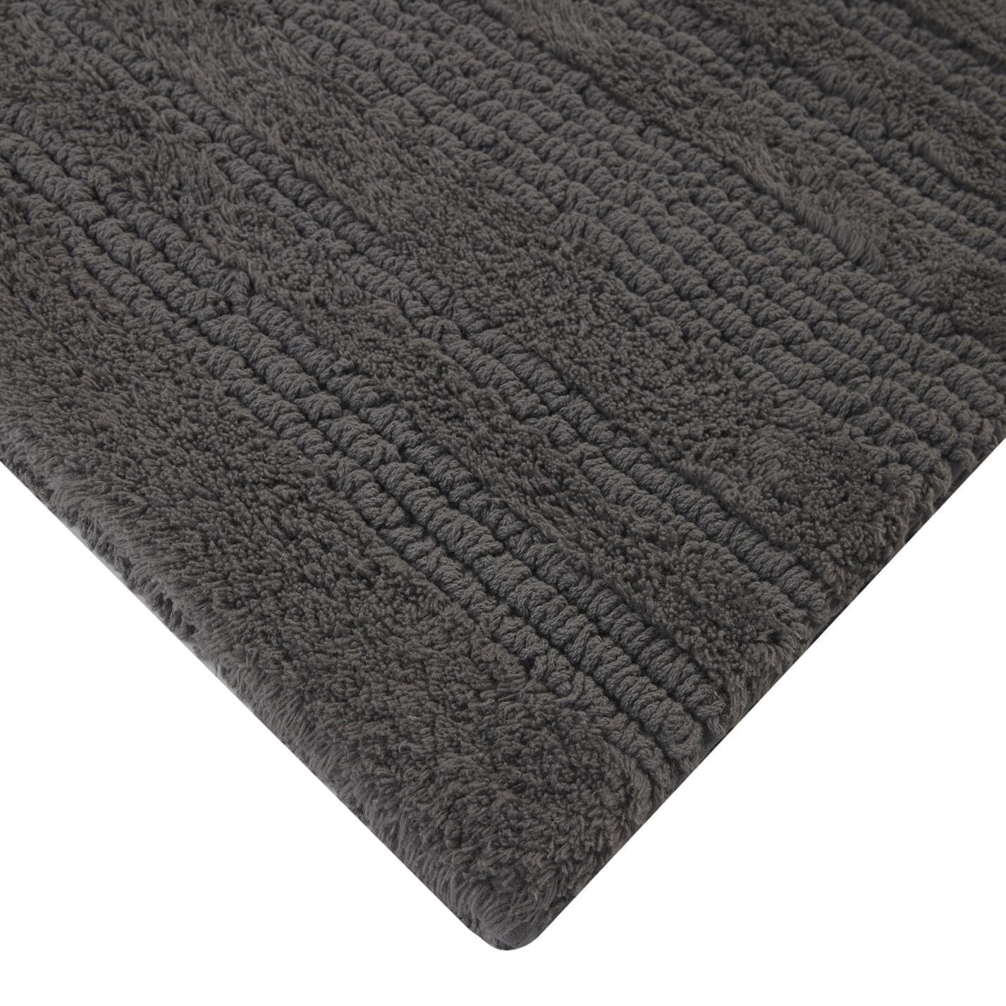 Ensemble de tapis de bain réversibles en coton coupé et bouclé Better Homes & Gardens, 2 pièces, flanelle grise, 17" x 24" et 20" x 30"