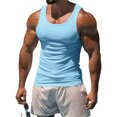 thumbnail image 2 of Innerwin Muscle Shirts Scoop Neck Mens Summer Tops Sport Solid Color Lightweight Tank Light Blue M, 2 of 3