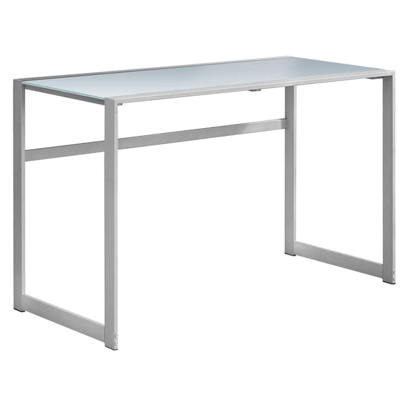Monarch Specialties Bureau, Bureau À Domicile, Ordinateur Portable, 48"l, Travail, Métal, Verre Trempé, Gris, Contemporain, Moderne