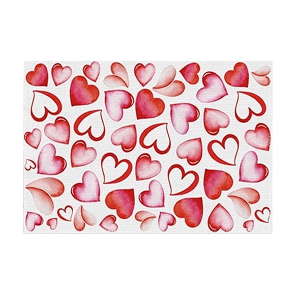 Wdhugt Valentine'S Day Themed Placemat Set 45X30Cm Polyester Fabric Party Table Decoration With Heart Love Bow Patterns Washable D D