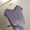 thumbnail image 2 of FRSASU T-Shirt de Sommeil Uni pour Femme Haut de Pyjama à Col en V Gris, 2 of 8