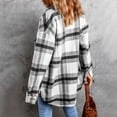thumbnail image 4 of Yuyuzo Plaid Flannel Shirts for Women Oversized Long Sleeve Shacket Jacket Button down Blouse Tops, 4 of 5