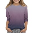 thumbnail image 1 of MKOSPLRT Hauts à Manches 3/4 pour Filles Col Rond T-Shirts Décontractés Tuniques Dégradées Mode T-Shirts Doux pour Sortir Blouses Confortables en Liquidation, 1 of 5