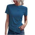 thumbnail image 1 of Womens Short Sleeve Solid Color Basics Crewneck Casual Top Pullover T-shirt, 1 of 6