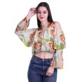 thumbnail image 2 of Moomaya Cold Shoulder Tops Shirts For Women Button Down Long Ruffle Sleeve Top, 2 of 4