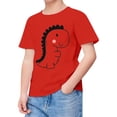 thumbnail image 3 of WERYOUNG T-Shirts Filles Garçons Été Décontracté Imprimé Dinosaure Col Rond Manches Courtes T-Shirts Filles Adorable Piscine Plage Tee-Shirts, Rouge, 10-11 Ans, 3 of 3