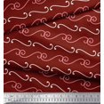 thumbnail image 3 of Soimoi Red Moss Georgette Fabric Swirl Abstract Printed Craft Fabric by the Yard 42 Inch Wide, 3 of 3
