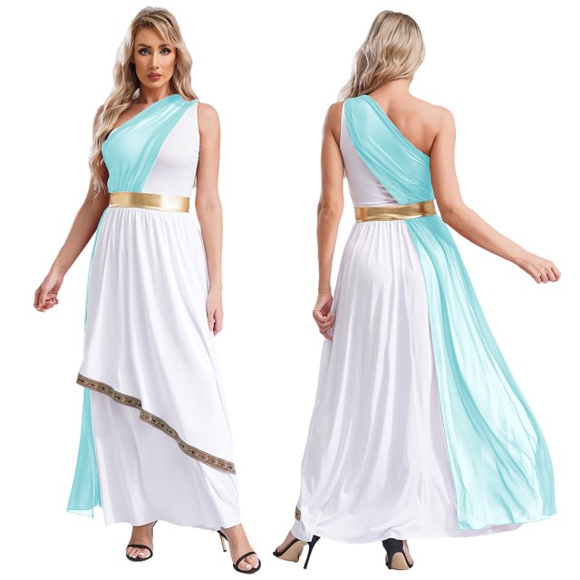 Aislor Robe de Danse de Louange pour Femmes Sans Manches Maxi Robe Superpositions en Mousseline Costume de Culte d'Église Tunique Cultivée Bleu Pâle TG