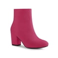 thumbnail image 1 of BLISSFUL STEP Bottines à Talon Bloc à Bout Rond pour Femmes avec Fermeture Éclair Latérale Rose Vif 7, 1 of 7