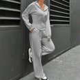 thumbnail image 2 of Timegard Womens Sets 2 Piece Sweatsuits Zip up Hooded Long Sleeve Jackets Drawstring Wide Leg Pants with Pockets Outfits, 2 of 6