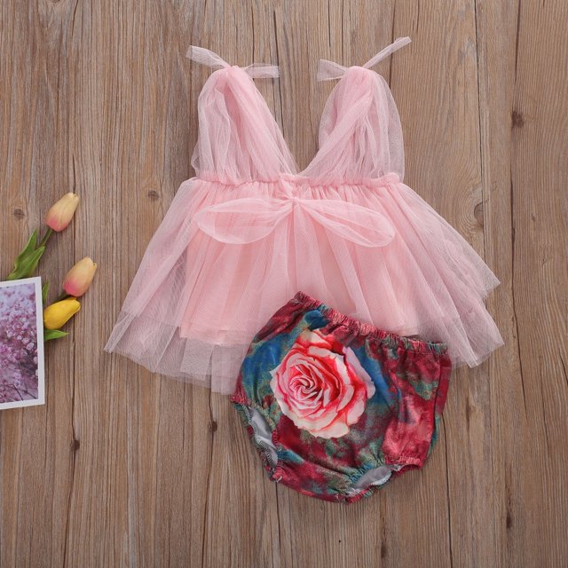 Ensemble de Vêtements pour Bébés Filles, Hauts Sans Manches à Fleurs, Robe et Shorts