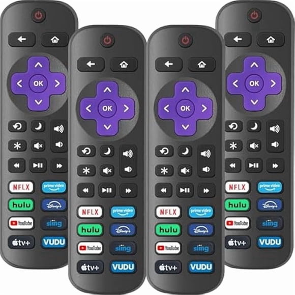 xixishop 4 Pack Replacement Remote Control Only for Roku TV, Compatible for TCL Roku/Hisense Roku/Onn Roku/Sharp Roku/Philips Roku/Westinghouse Roku TVs (Not for Roku Stick, Box or Speaker)