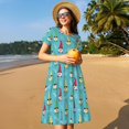 thumbnail image 4 of Vsdgher Gnomes Tenant des Fruits pour Femmes Été 2025 Décontracté Robes Midi Maxi Légères Manches Courtes Col Rond Robe de Plage, 4 of 6