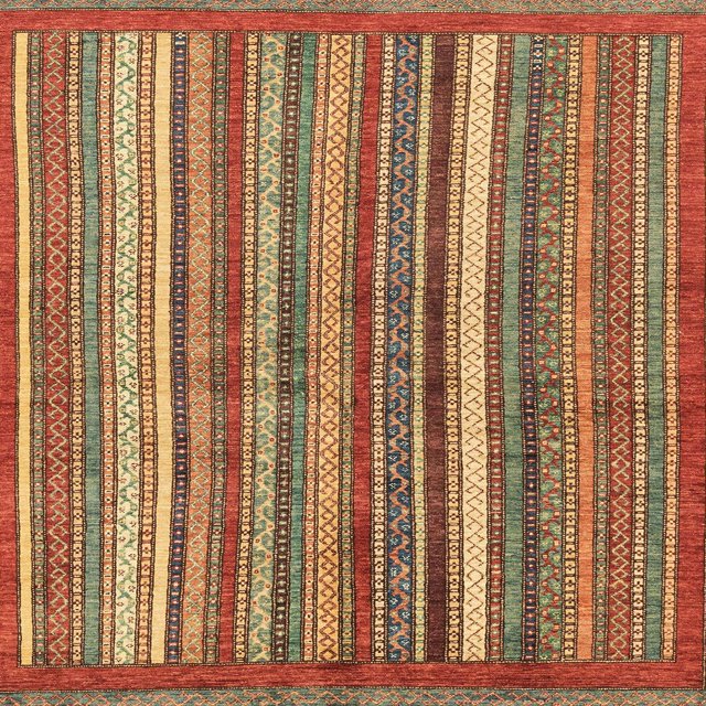 Ahgly Company Tapis d'Intérieur Carrés Abstraits Rouges Abstraits pour Aire, 6 Pieds Carré