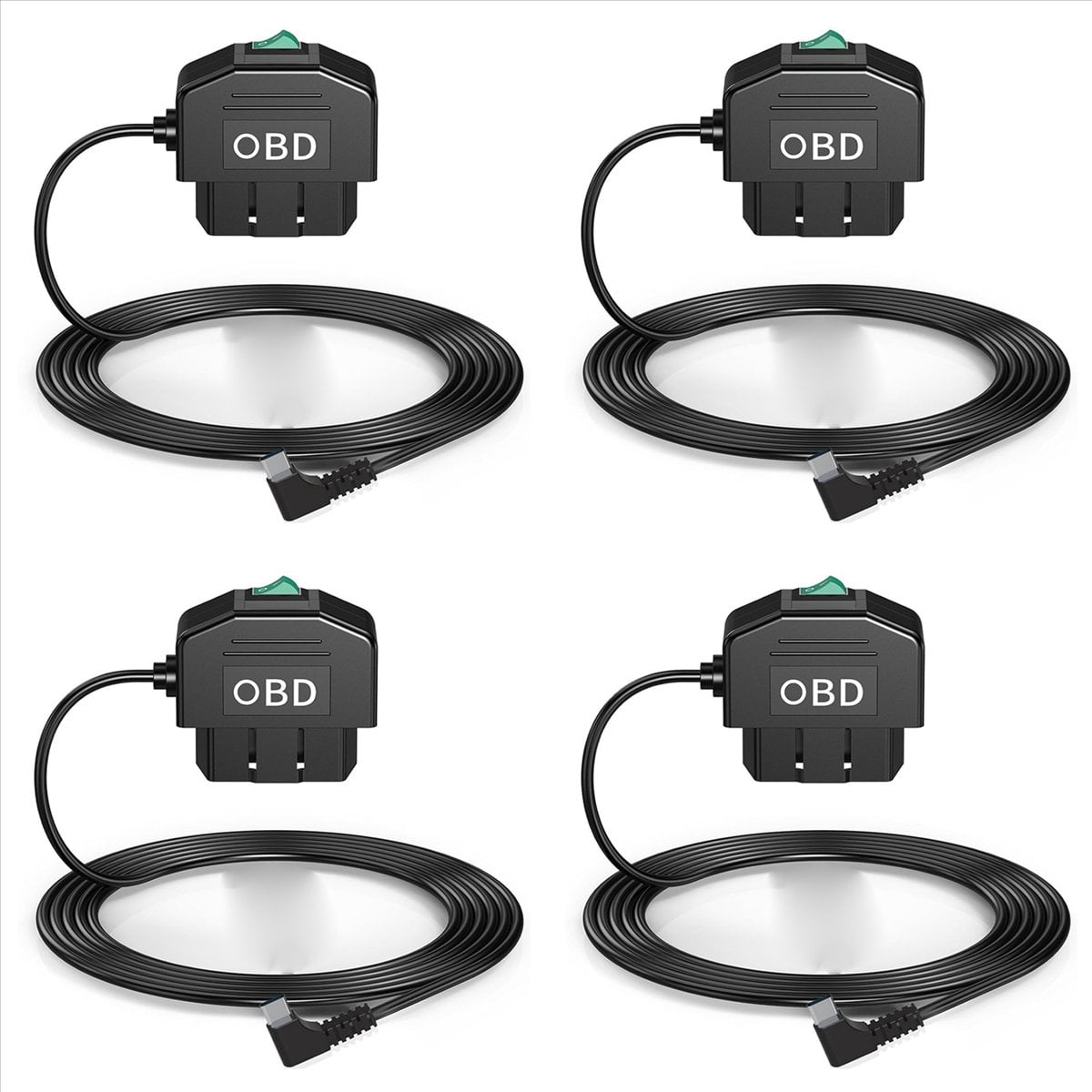 4X Dash Cam OBD Hardwire Kit,Dash Camera USB Type C Hardwire Kit with OBD Power Cable for Dashcam 12-24V to 5V/3A,4x OBD dashcam hardwire kit,Black