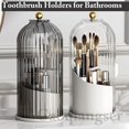 thumbnail image 3 of Concealed Toothbrush Holder Toothbrush Holders for Bathrooms 360 Rotating Waterproof Dustproof Toothpaste Holders with Sliding Lid for Vanity Makeup Brushes Holder Pen Holder Stora,b, 3 of 7