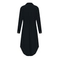 thumbnail image 4 of LOVZFMLL Women's Solid Color Breasted Lapel Drawstring Shirt Dress Linen Dress Black S, 4 of 9