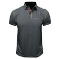 thumbnail image 2 of Dvkptbk Hommes Manches Courtes Uni Décontracté Mode Col Rabattu Chandail Boutons T-Shirt Blouse en Liquidation, 2 of 5