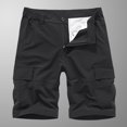 thumbnail image 1 of SDNall Men Casual Solid Zipper Button Pockets Elastic Waist Cropped Cargo Shorts, 1 of 9