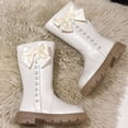 thumbnail image 4 of Curenmufel Riding Boots for Girls Girls Knee High Ankle Boots Zipper Thick Sole Tall Riding Booties Non Slip Fleece Lined Round Toe Soft Warm Shoes Size 13 (White,Little Kids 13), 4 of 8